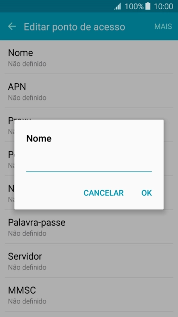 Introduza Vodafone Internet e prima OK.