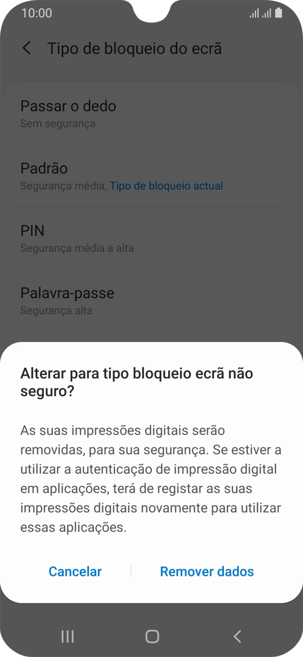 Prima Remover dados.
