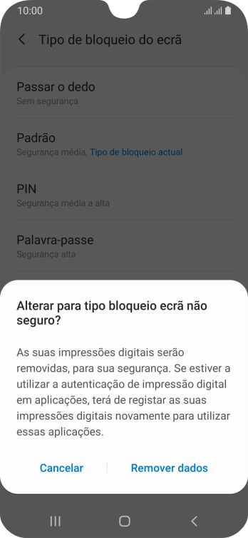 Prima Remover dados.