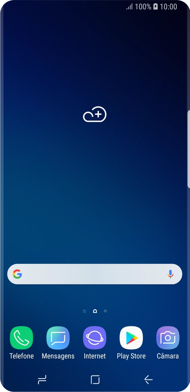 Quando o ícone de bateria em carregamento for mostrado no ecrã, a bateria está em carregamento.