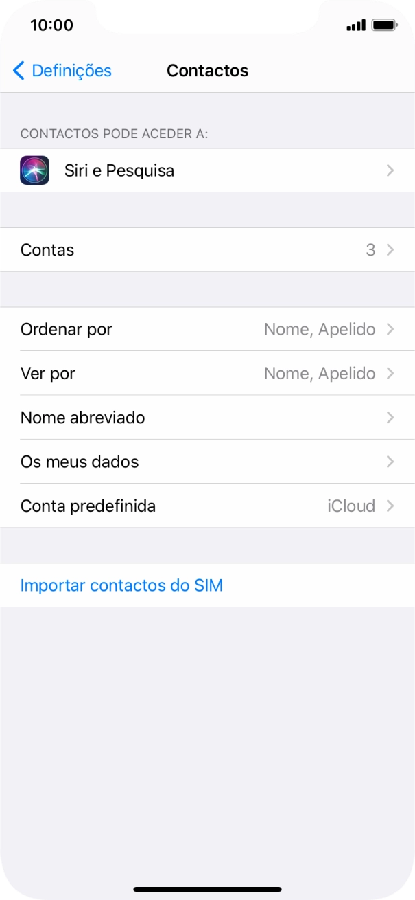 Prima Importar contactos do SIM.