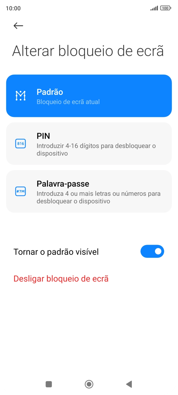 Prima Desligar bloqueio de ecrã e introduza o código adicional de bloqueio do telefone que criou anteriormente.