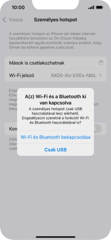 Amennyiben be van kapcsolva a Wi-Fi, válaszd a Wi-Fi és Bluetooth bekapcsolása lehetőséget.