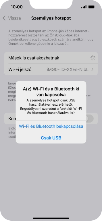 Amennyiben be van kapcsolva a Wi-Fi, válaszd a Wi-Fi és Bluetooth bekapcsolása lehetőséget.