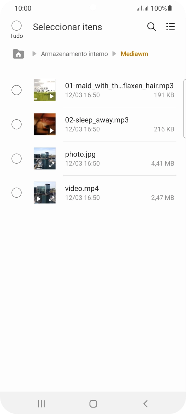 Prima o ficheiro pretendido.