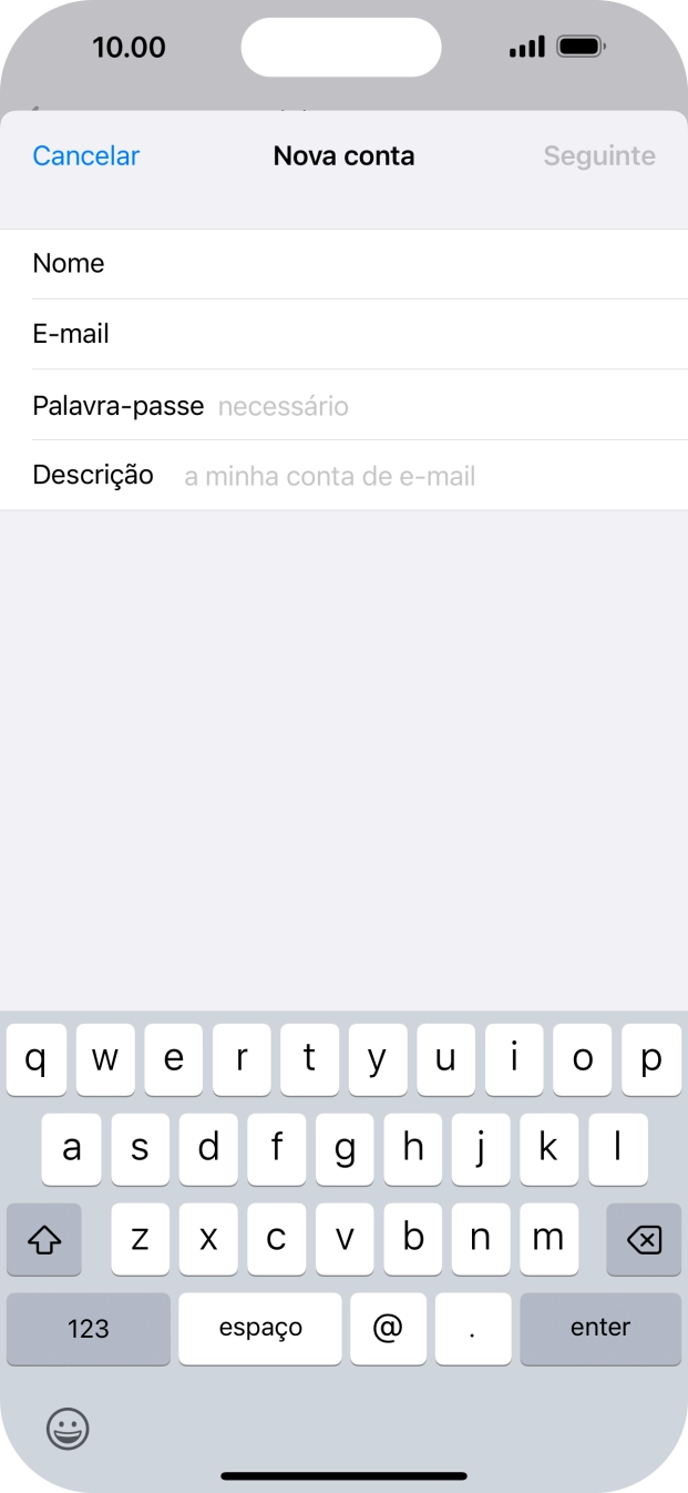Prima Palavra-passe e introduza a password da sua conta de e-mail na Vodafone.