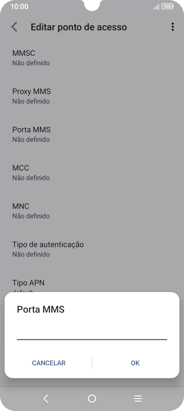 Introduza 80 e prima OK.