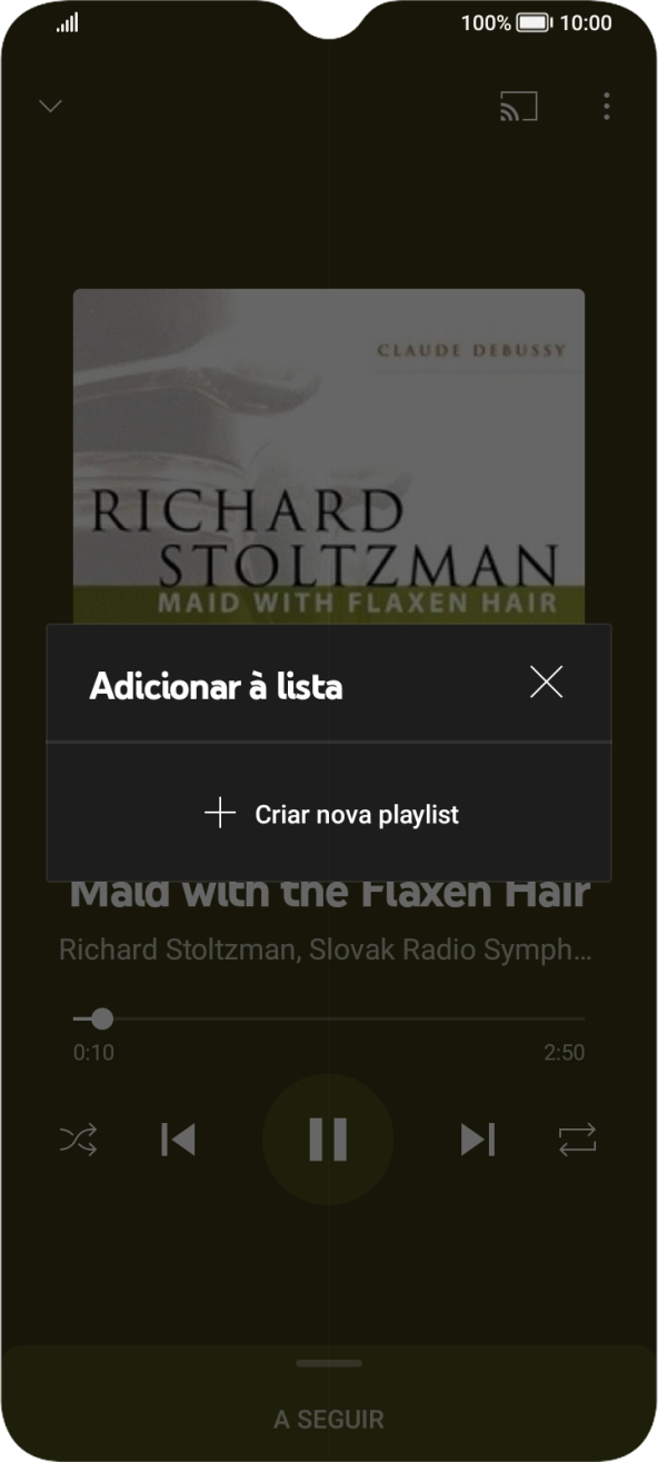 Prima Criar nova playlist.