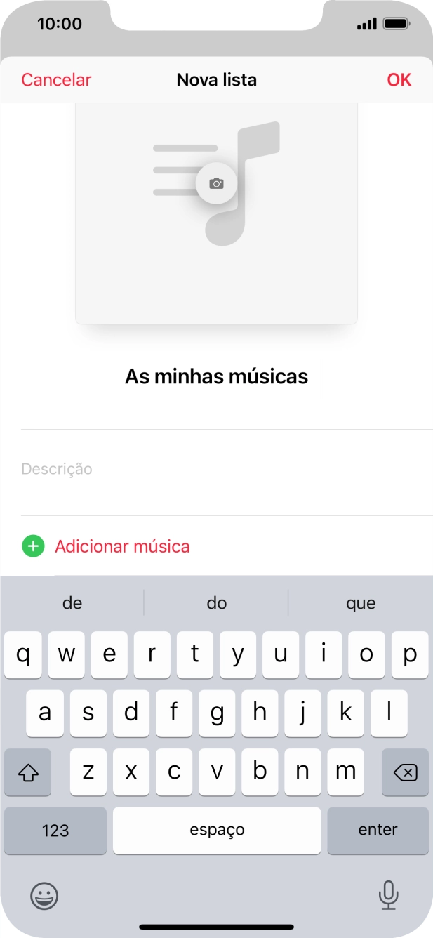Prima Adicionar música.