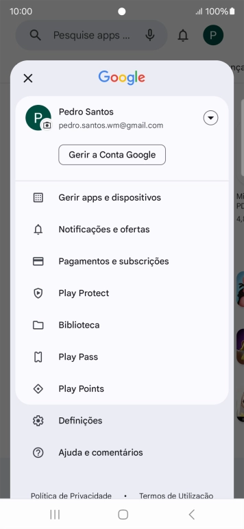 Prima Gerir apps e dispositivos.