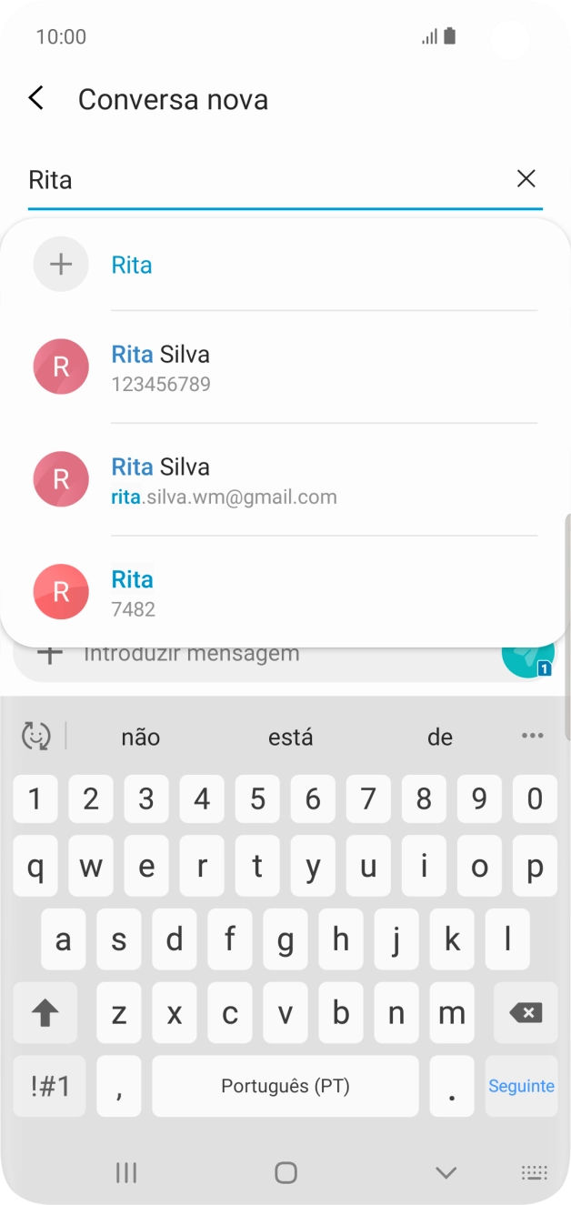 Prima o contacto pretendido.