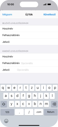 Kattints a Felhasználónév mezőre, és írd be az e-mail-fiókodhoz tartozó felhasználónevet.