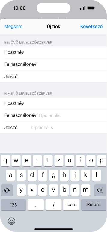 Kattints a Felhasználónév mezőre, és írd be az e-mail-fiókodhoz tartozó felhasználónevet.