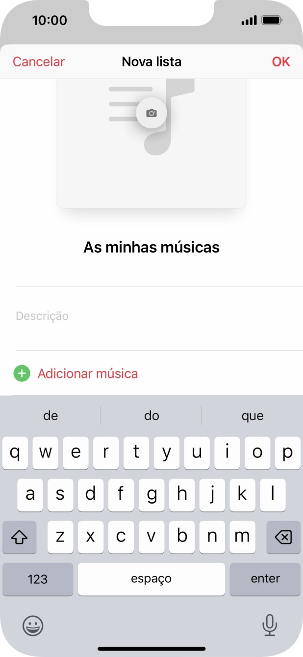 Prima Adicionar música.