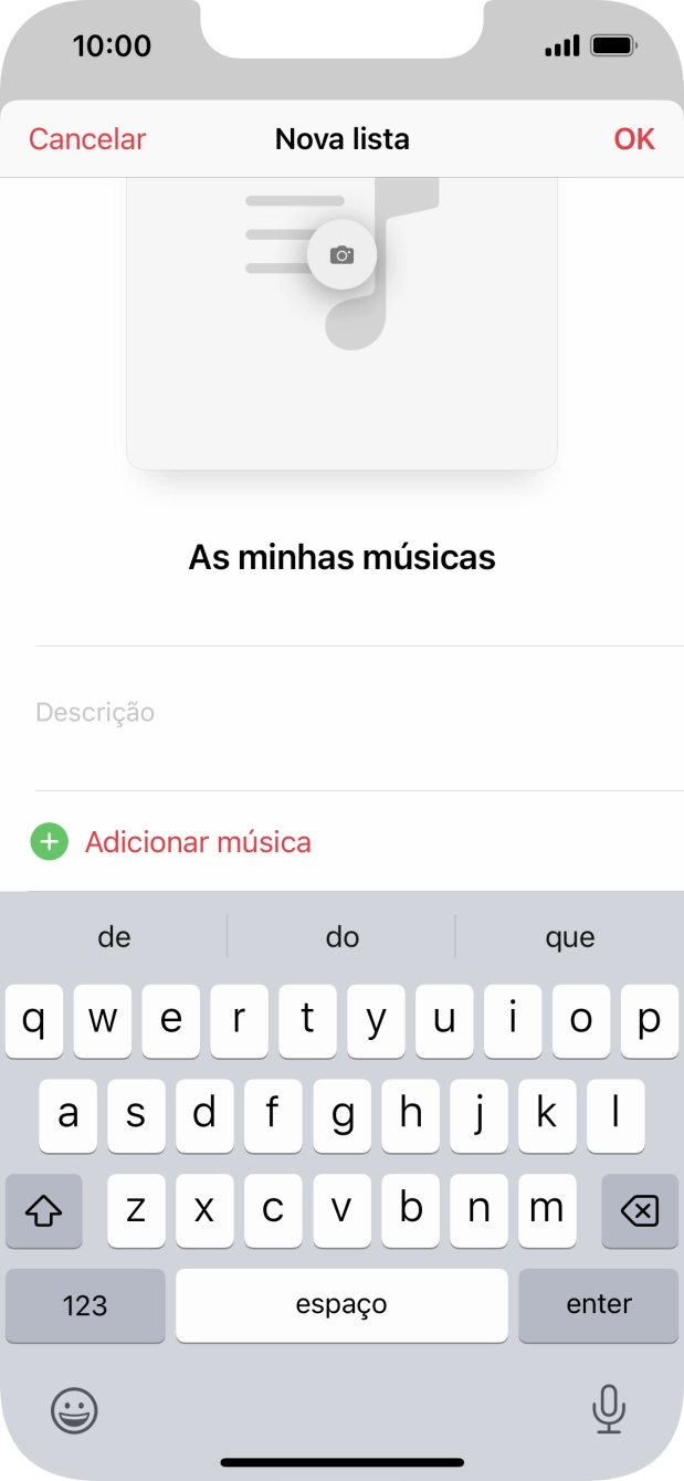 Prima Adicionar música.