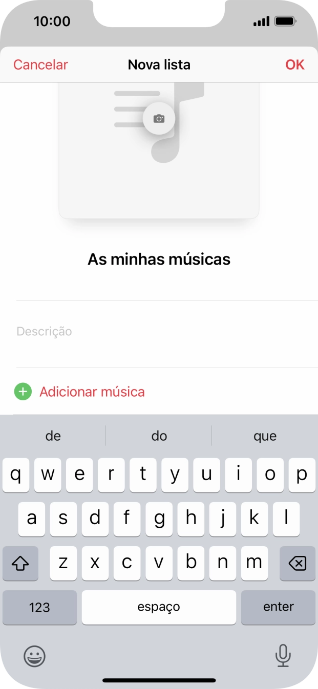 Prima Adicionar música.
