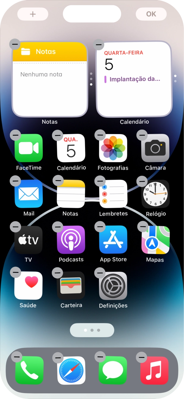 Prima o ícone de páginas do ecrã inicial.