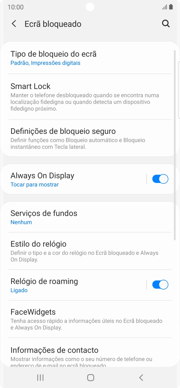 Prima Tipo de bloqueio do ecrã e introduza o código adicional de bloqueio do telefone que criou anteriormente.