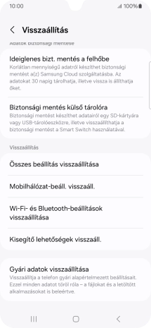 Válaszd a Gyári adatok visszaállítása lehetőséget.