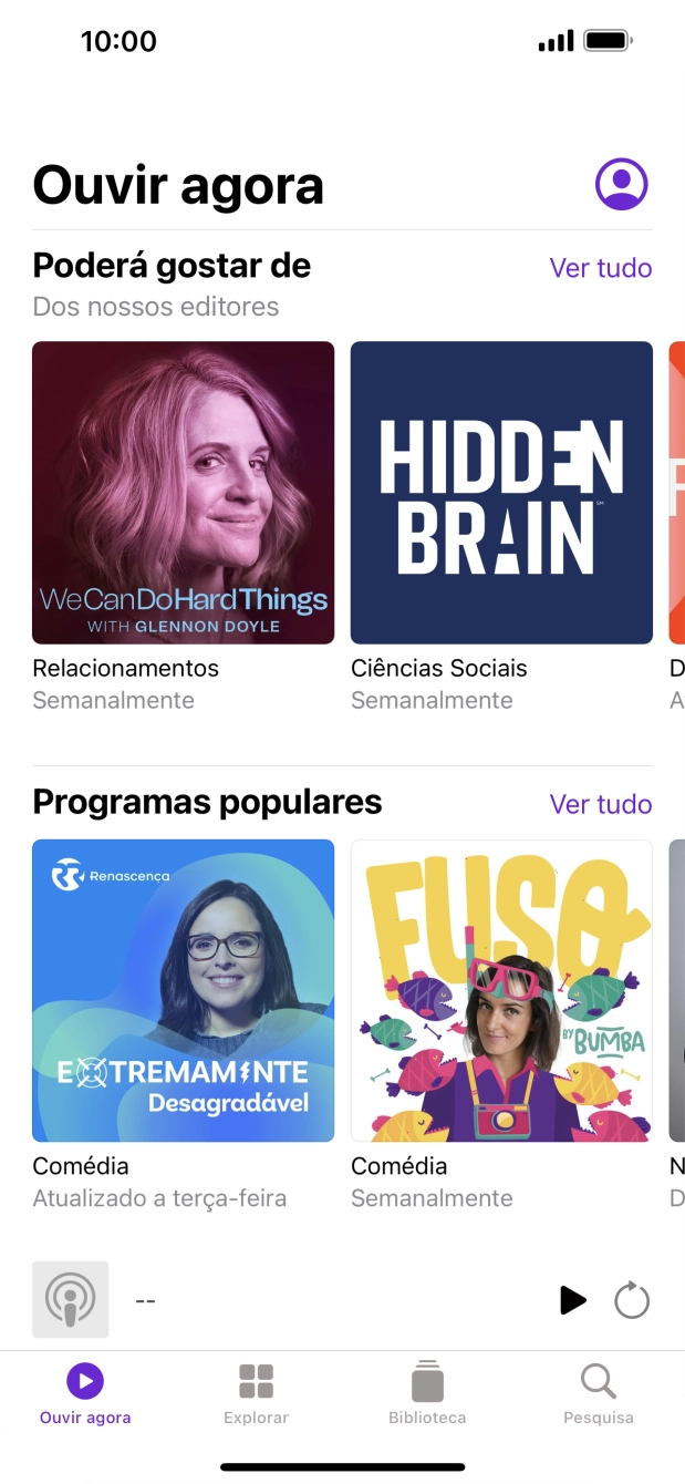 Para voltar ao ecrã inicial, deslize o dedo de baixo para cima a partir da base do ecrã.