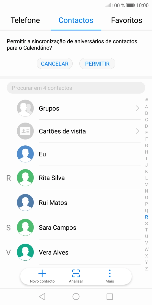 Prima o contacto pretendido.