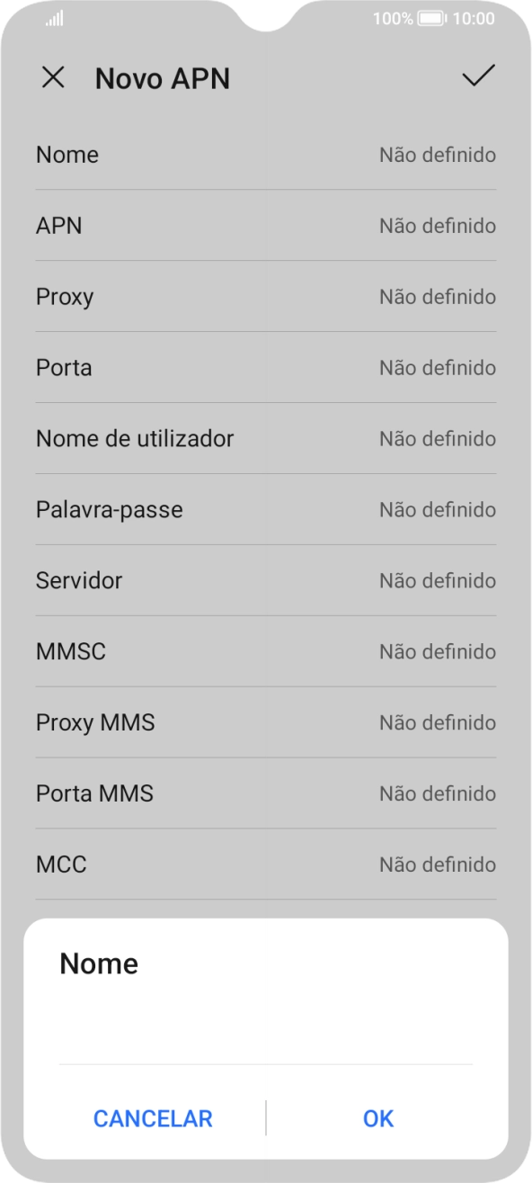 Introduza Vodafone Internet e prima OK.