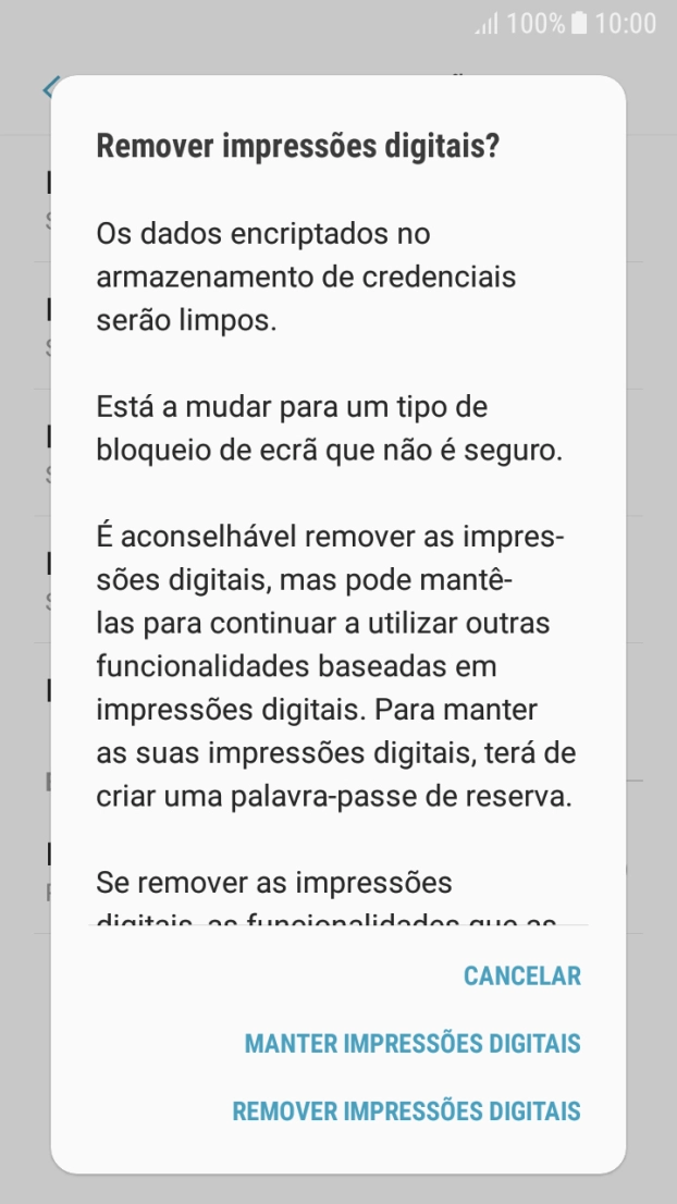 Prima REMOVER IMPRESSÕES DIGITAIS.