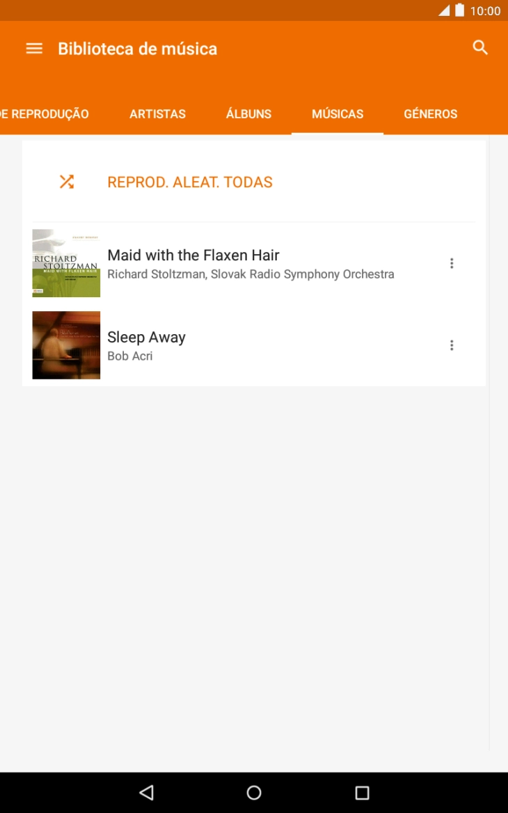 Prima o ficheiro de música pretendido.