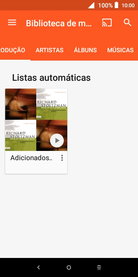 Prima a categoria pretendida e dirija-se ao ficheiro de música pretendido.
