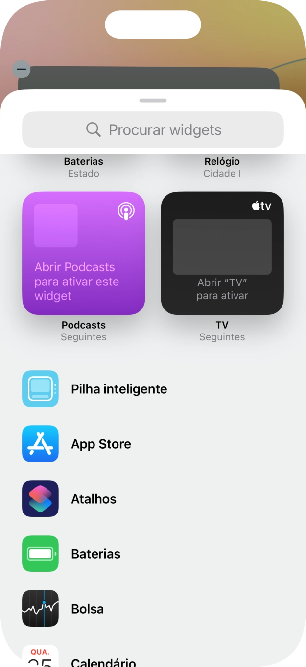 Prima o widget pretendido.