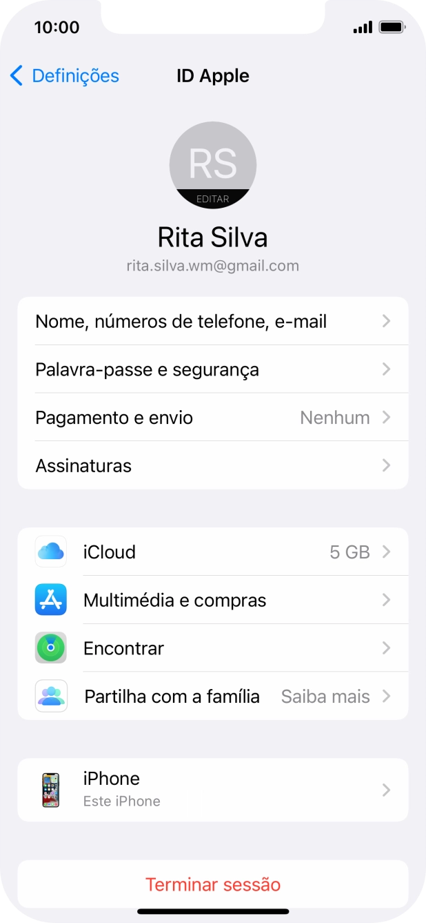 Para voltar ao ecrã inicial, deslize o dedo de baixo para cima a partir da base do ecrã.