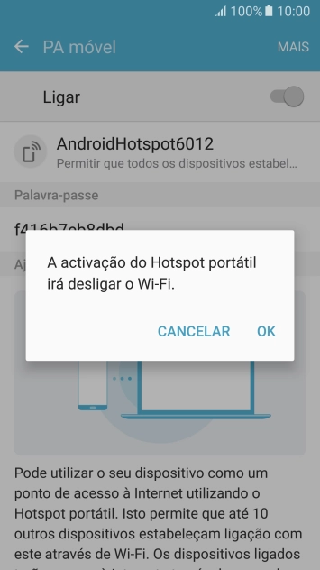Se o Wi-Fi estiver ativado, prima OK.