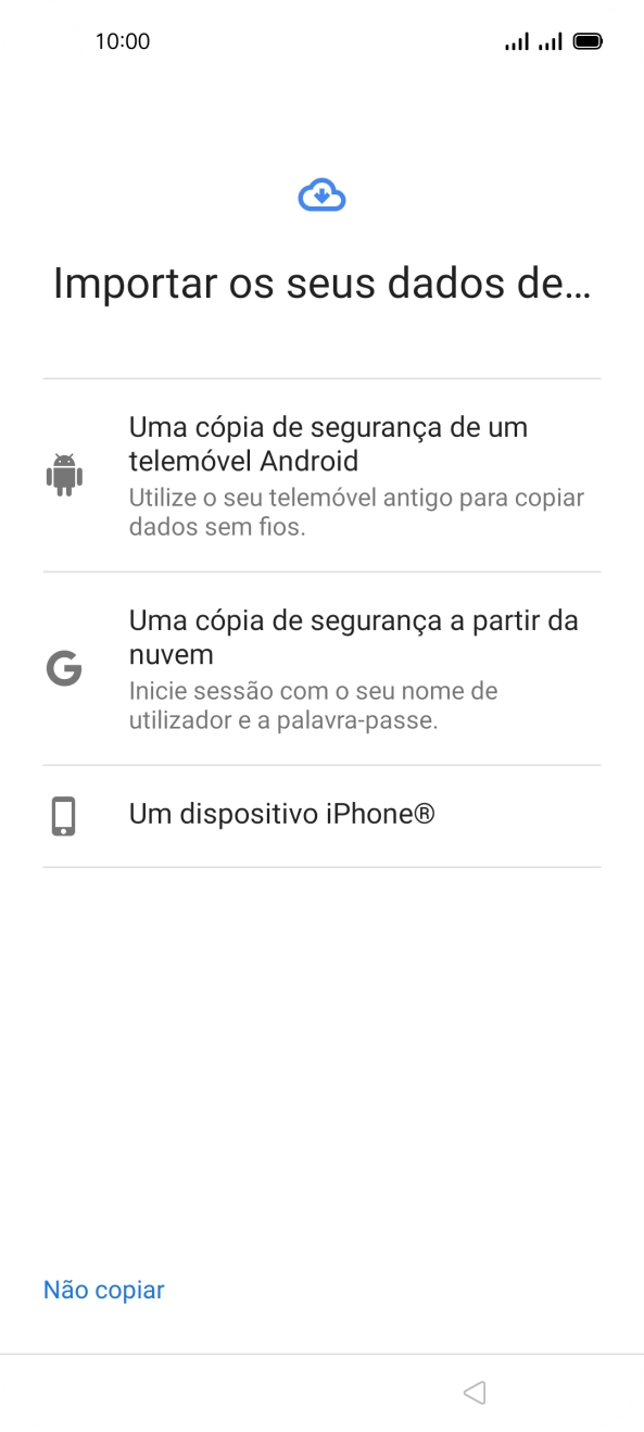 Prima a definição pretendida e siga as indicações no ecrã para transferir conteúdo de outro telefone.