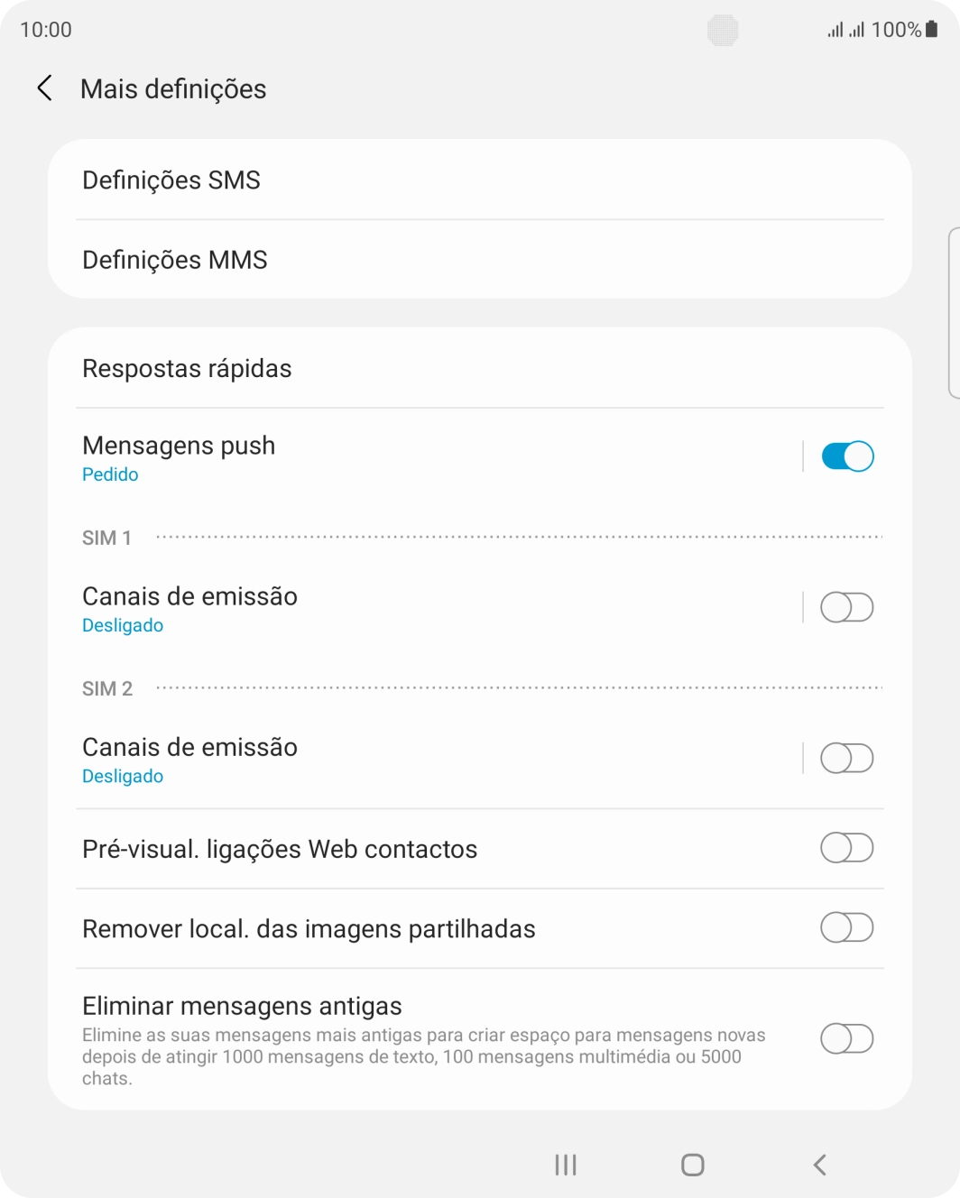 Prima Definições SMS.