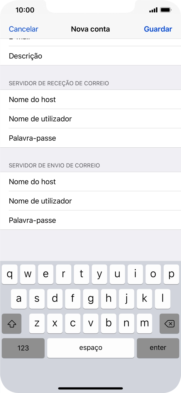 Prima Guardar. A sua conta de e-mail está agora configurada. Se pretender escolher definições adicionais para o servidor de receção e envio, siga os passos seguintes.