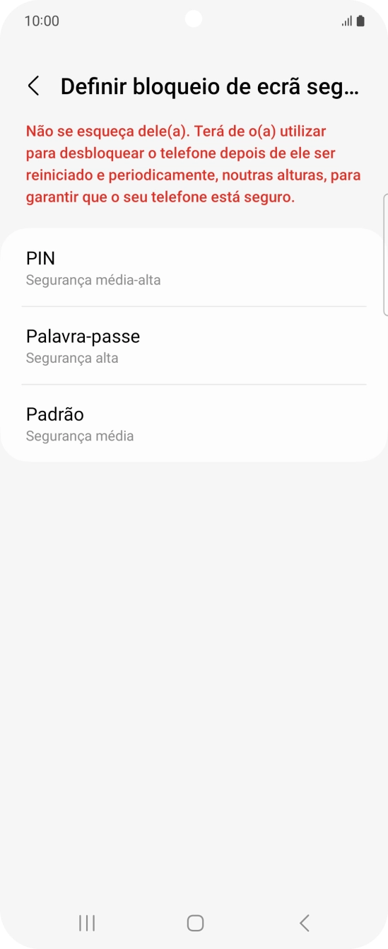 Prima o código de bloqueio do telefone pretendido e siga as indicações no ecrã para estabelecer um código de bloqueio adicional.