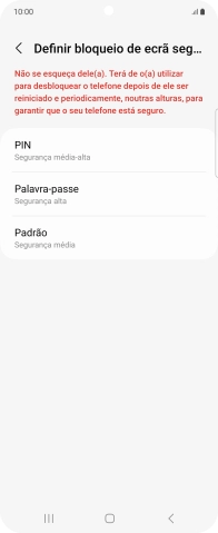 Prima o código de bloqueio do telefone pretendido e siga as indicações no ecrã para estabelecer um código de bloqueio adicional.