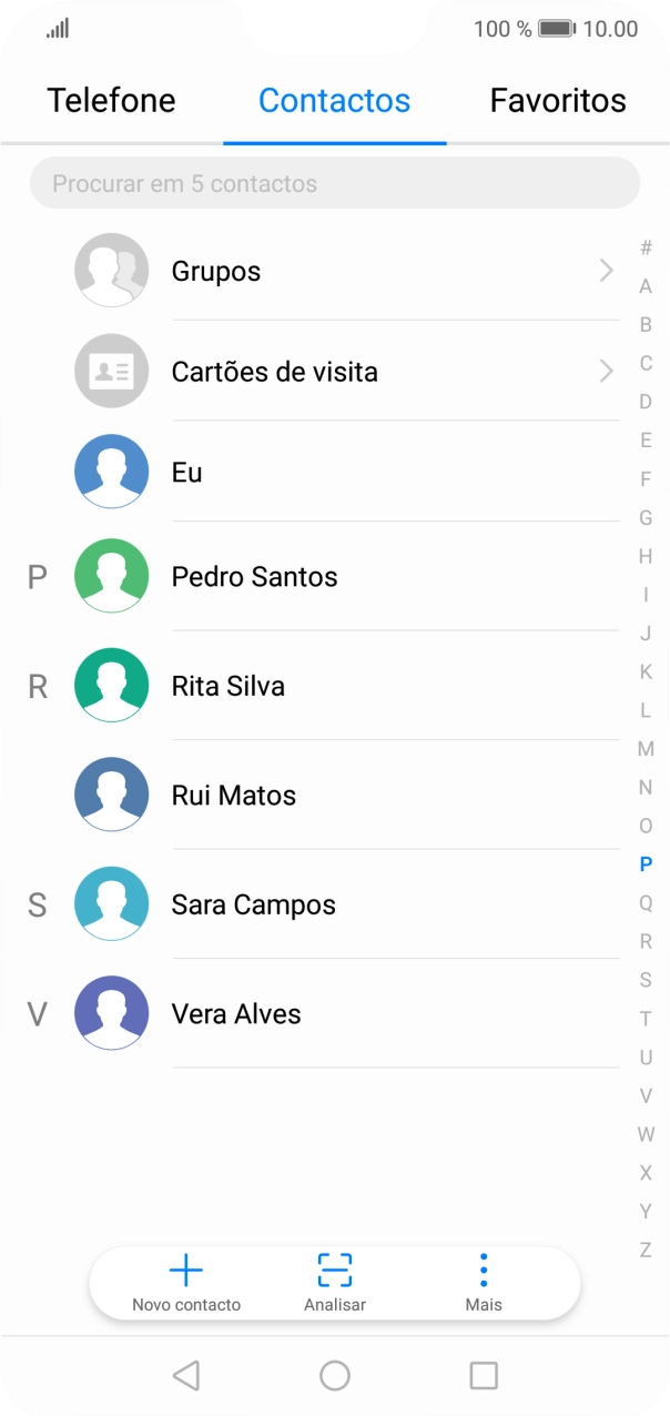 Prima o contacto pretendido.