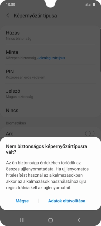 Válaszd az Adatok eltávolítása lehetőséget.
