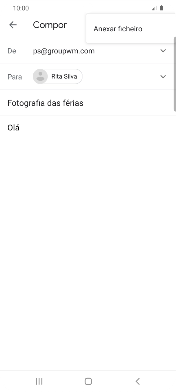 Prima Anexar ficheiro e vá até à pasta pretendida.