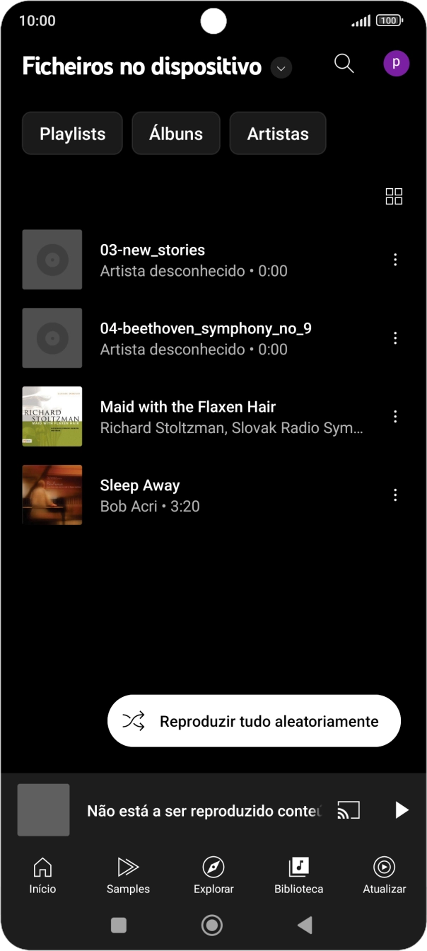 Prima o ficheiro de música pretendido.