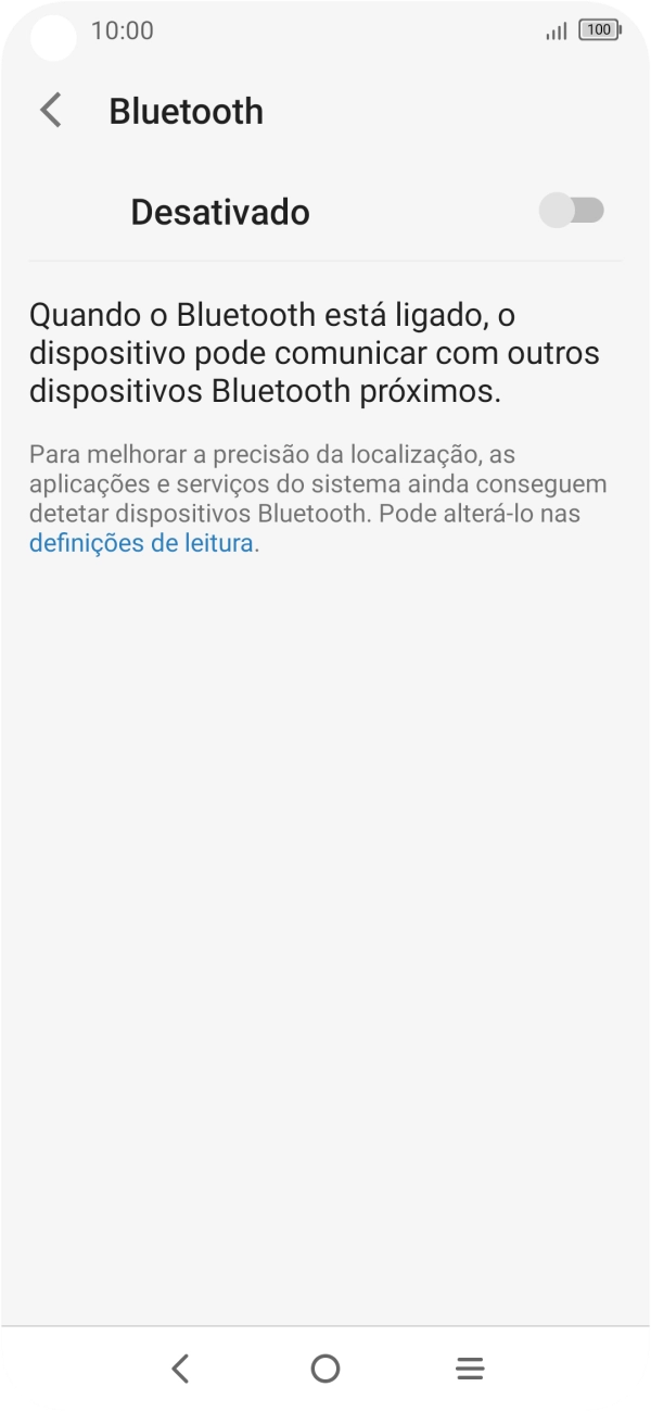 Prima o indicador para ativar a função.