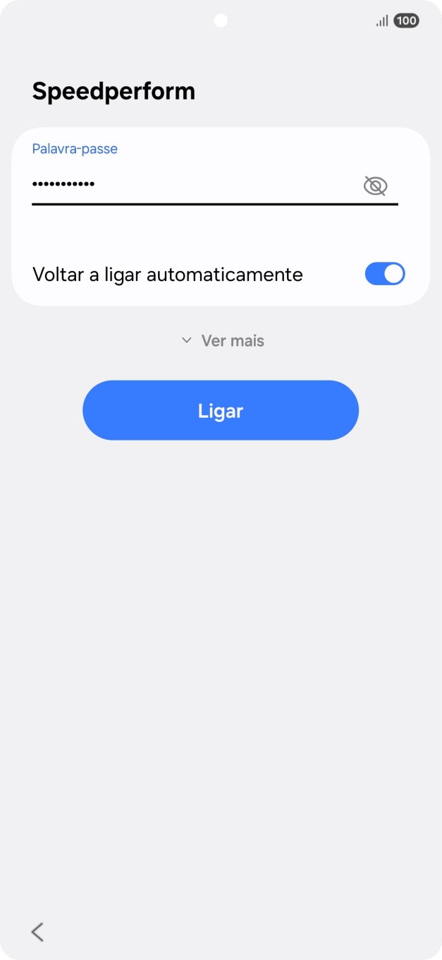 Introduza a password da rede Wi-Fi e prima Ligar.