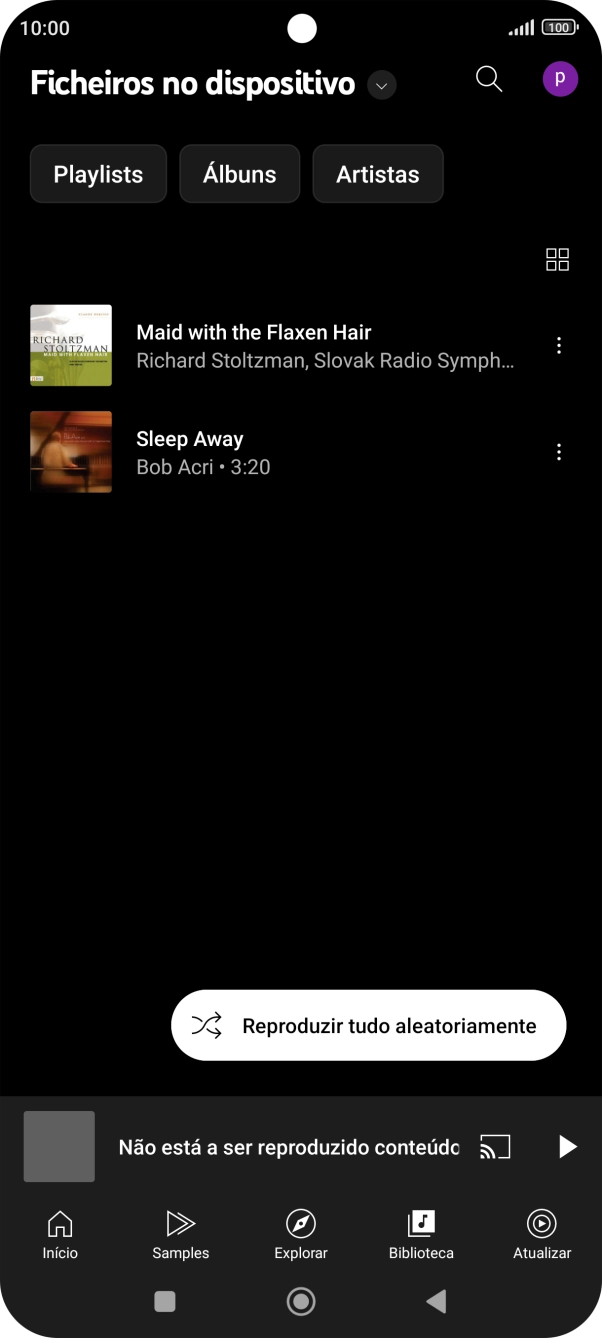 Prima o ficheiro de música pretendido.