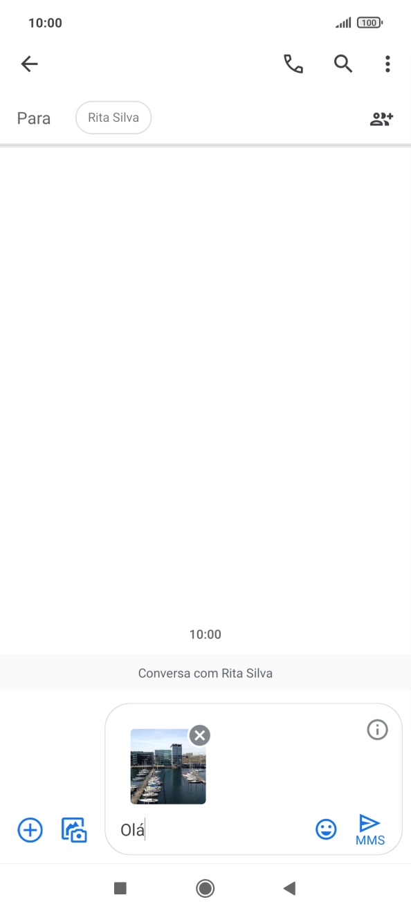 Prima o ícone para enviar quando terminar de escrever a sua mensagem multimédia.