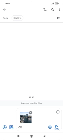 Prima o ícone para enviar quando terminar de escrever a sua mensagem multimédia.