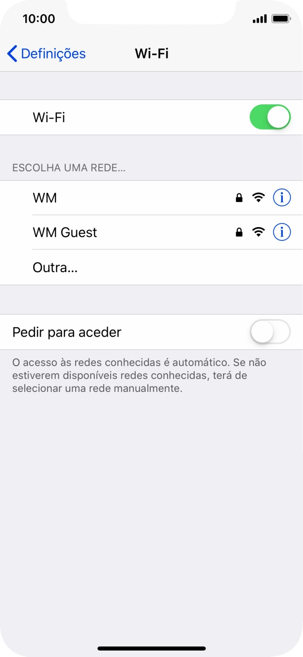 Prima a rede Wi-Fi pretendida e introduza a password da rede Wi-Fi.
