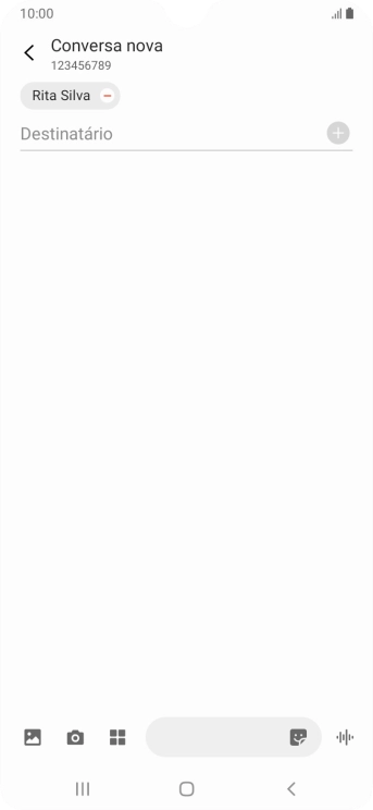 Prima o campo de escrita e escreva o texto da sua mensagem multimédia.
