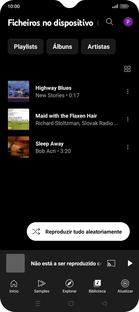 Prima o ficheiro de música pretendido.