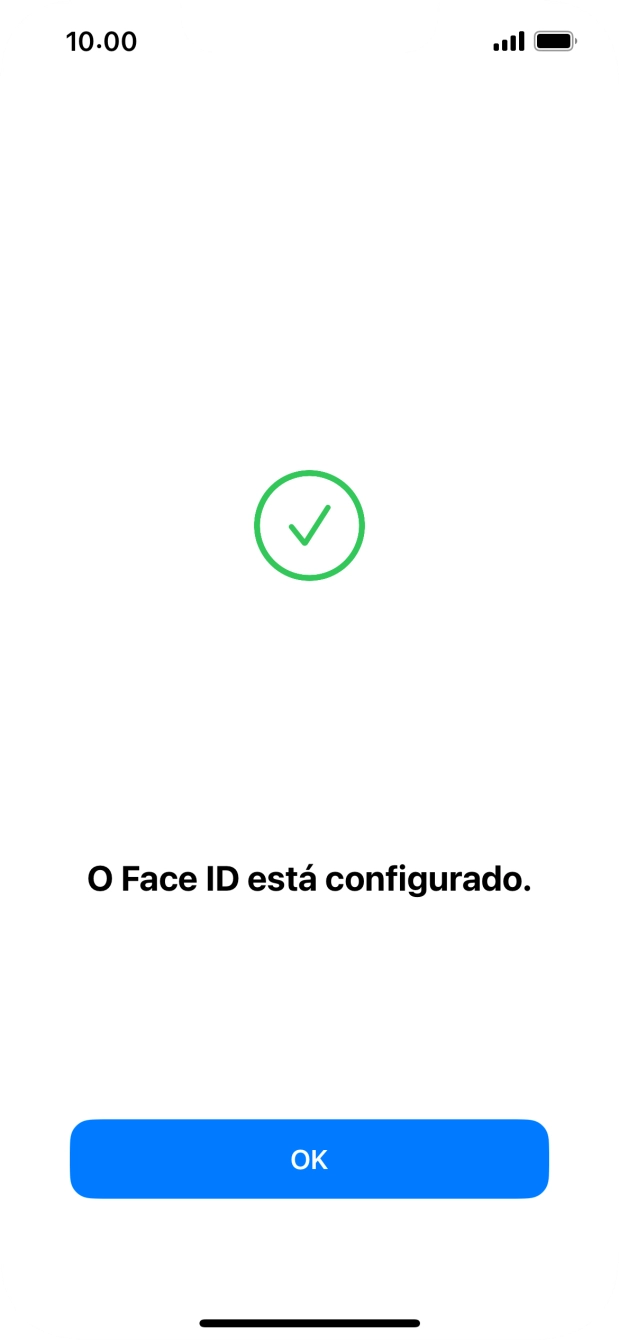 Prima OK. Se ainda não tiver escolhido um código de bloqueio do telefone, introduza um código à escolha duas vezes de seguida.